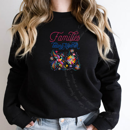Families Belong Together Rainbow Care & Resist Gildan crewneck sweatshirt in Black