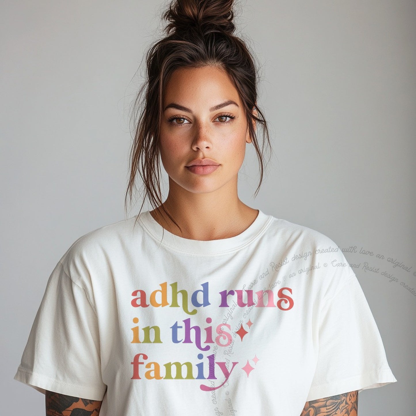 Adhd Runs in This Family Care & Resist rainbow tee
