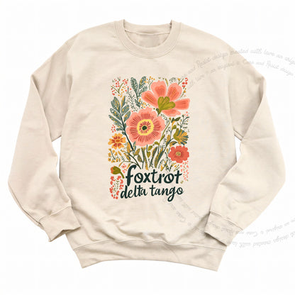 Foxtrot Delta Tango Care & Resist Gildan crewneck sweatshirt in Sand