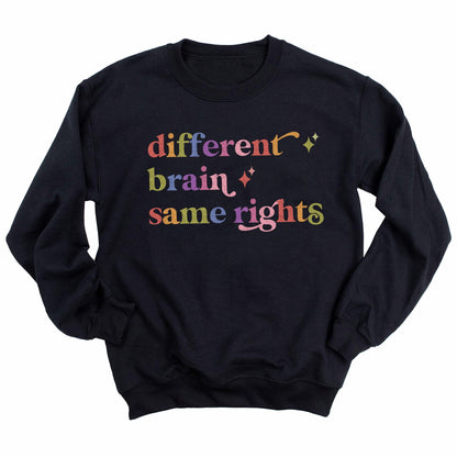 Different Brain Same Rights Care & Resist Gildan crewneck sweatshirt in Black