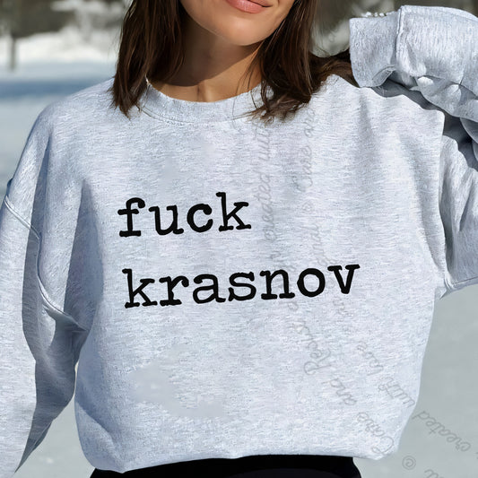 Fuck Krasnov Care & Resist Gildan crewneck sweatshirt in Sport Grey