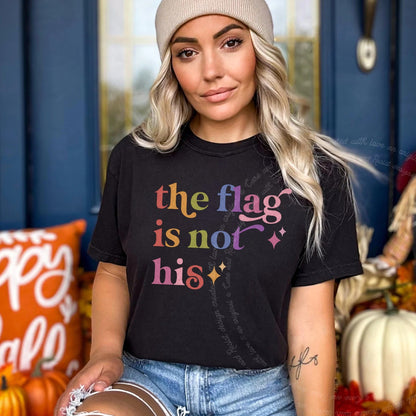 The Flag is not His Care & Resist rainbow tee