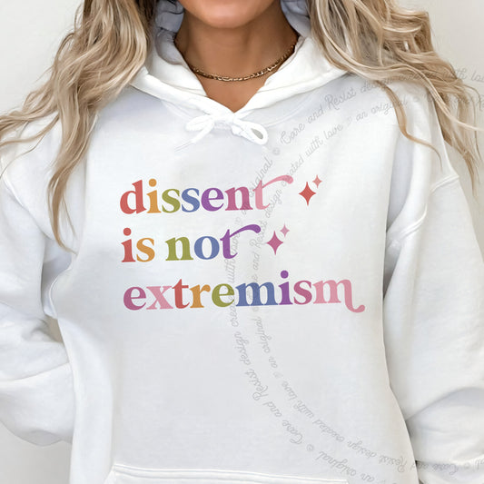 Dissent is not Extremism Care & Resist Gildan hoodie in White