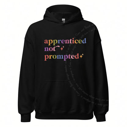 Apprenticed not Prompted Care & Resist Gildan hoodie in Black