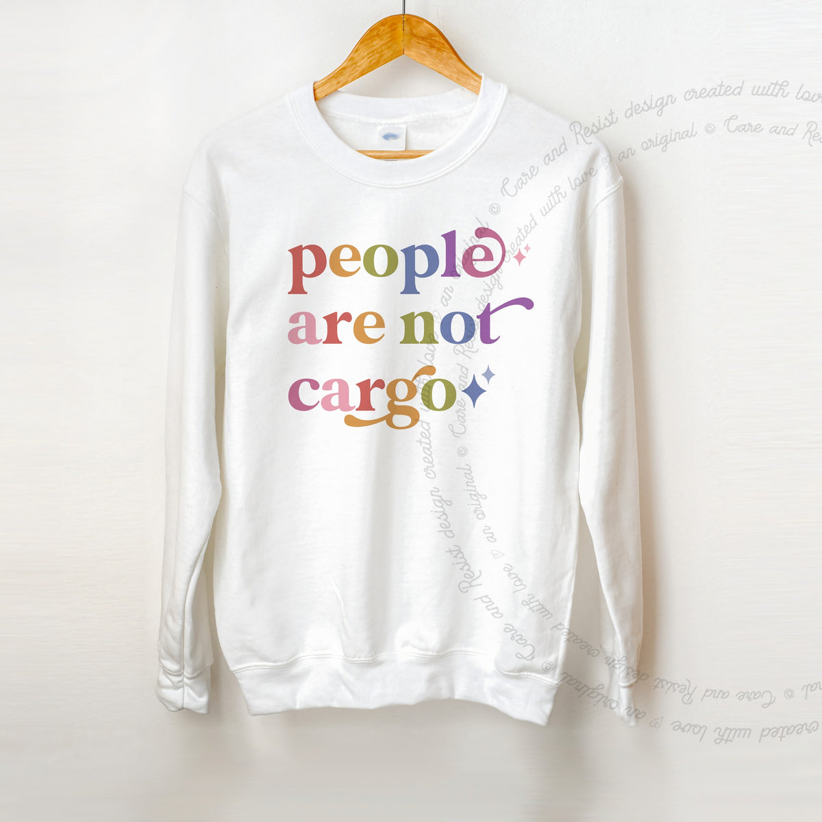 People are not Cargo Care & Resist Gildan crewneck sweatshirt in White