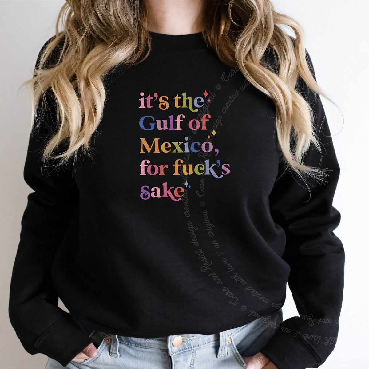 It's the Gulf of Mexico for Fuck's Sake Care & Resist Gildan crewneck sweatshirt in Black