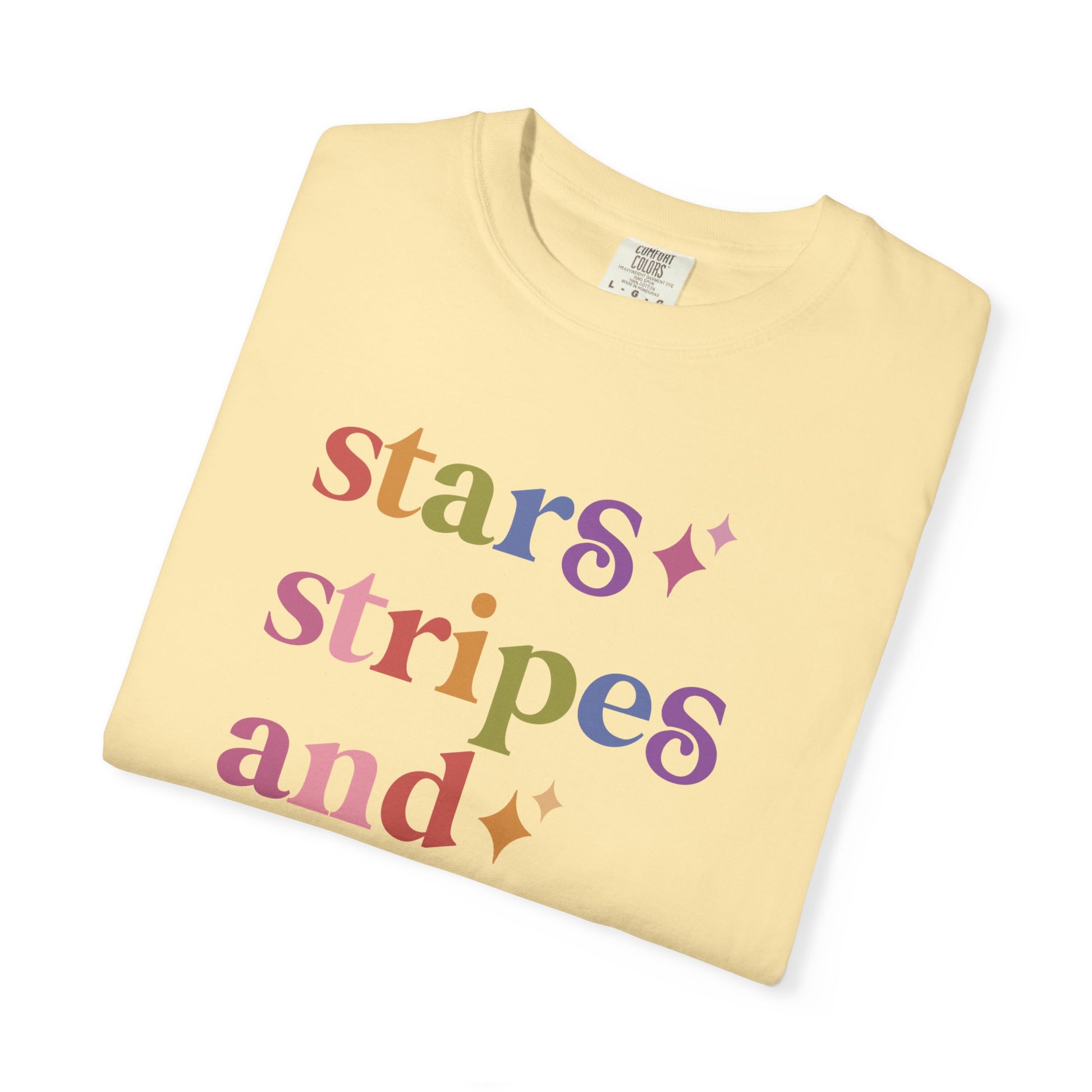 Stars Stripes and Equal Rights Care & Resist rainbow Comfort Colors tee