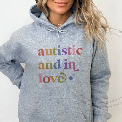 Autistic and in Love Care & Resist Gildan hoodie in Sport Grey
