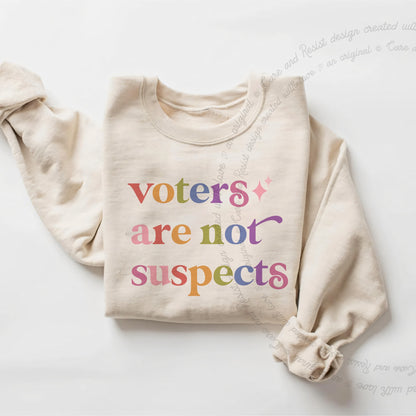 Voters are not Suspects Care & Resist Gildan crewneck sweatshirt in Sand