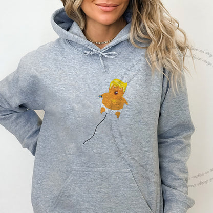 Trump Baby Blimp Care & Resist Gildan hoodie in Sport Grey