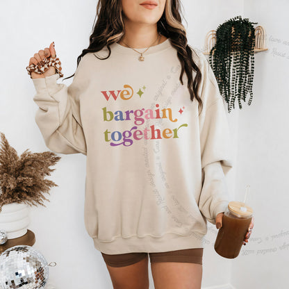 We Bargain Together Care & Resist Gildan crewneck sweatshirt in Sand