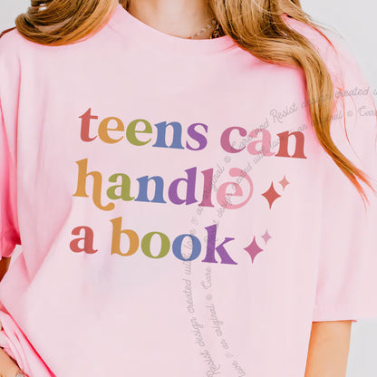 Teens Can Handle a Book Care & Resist progressive t-shirt in Blossom