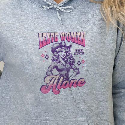 Leave Women the Fuck Alone Care & Resist Gildan hoodie in Sport Grey