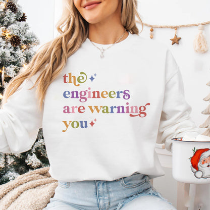 The Engineers are Warning You Care & Resist Gildan crewneck sweatshirt in White