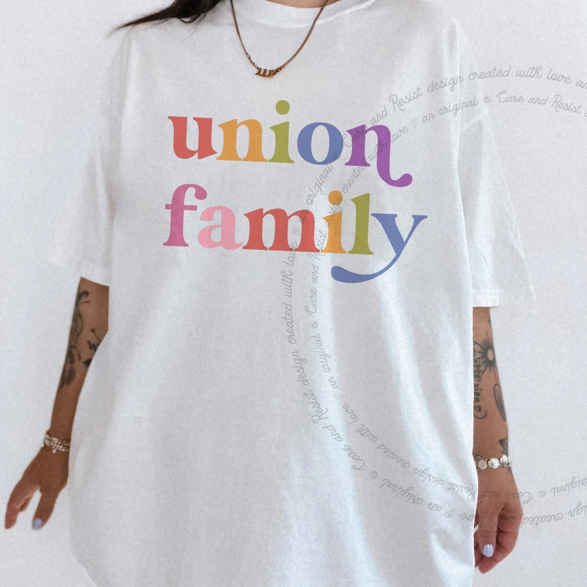 Union Family Care & Resist progressive t-shirt in White