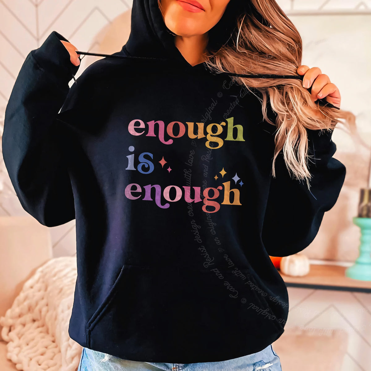 Enough Is Enough Care & Resist Gildan hoodie in Black