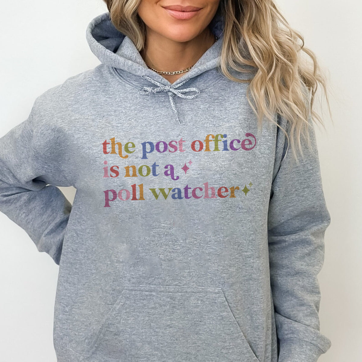 The Post Office is not a Poll Watcher Care & Resist Gildan hoodie in Sport Grey