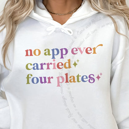 No App Ever Carried Four Plates Care & Resist Gildan hoodie in White