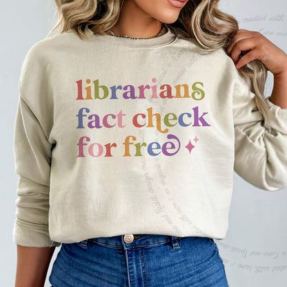 Librarians Fact Check for Free Care & Resist Gildan crewneck sweatshirt in Sand