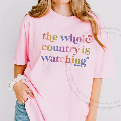 The Whole Country is Watching Care & Resist rainbow tee