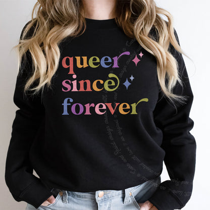Queer Since Forever Care & Resist Gildan crewneck sweatshirt in Black