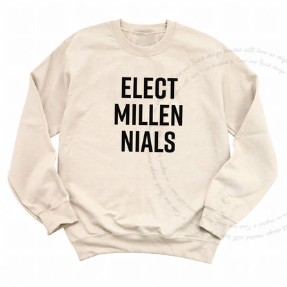 Elect Millennials Care & Resist Gildan crewneck sweatshirt in Sand