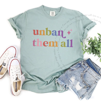 Unban Them All Care & Resist rainbow tee