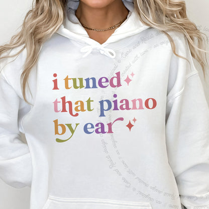 I Tuned That Piano By Ear Care & Resist Gildan hoodie in White