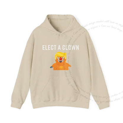Elect a Clown Expect a Circus Care & Resist Gildan hoodie in Sand