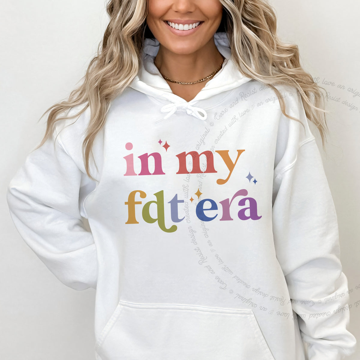 In My FDT Era Care & Resist Gildan hoodie in White