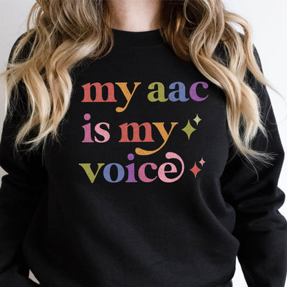 My Aac is My Voice Care & Resist Gildan crewneck sweatshirt in Black