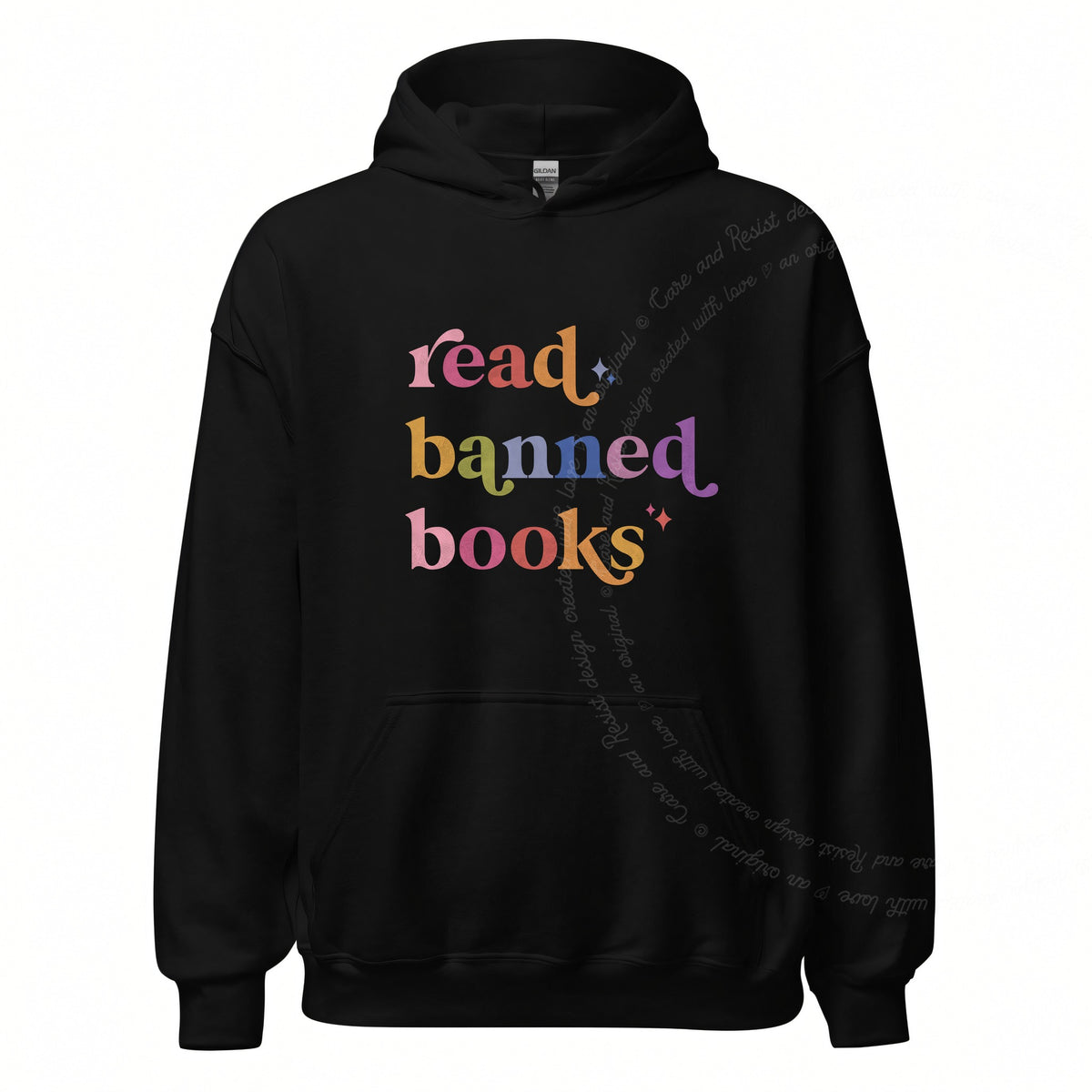 Read Banned Books Care & Resist Gildan hoodie in Black