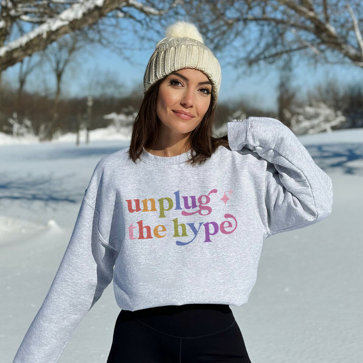 Unplug the Hype Care & Resist Gildan crewneck sweatshirt in Sport Grey