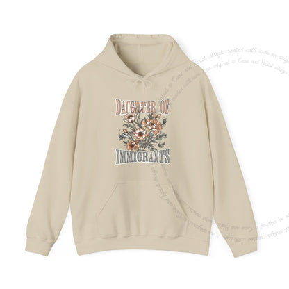 Daughter of Immigrants Care & Resist Gildan hoodie in Sand