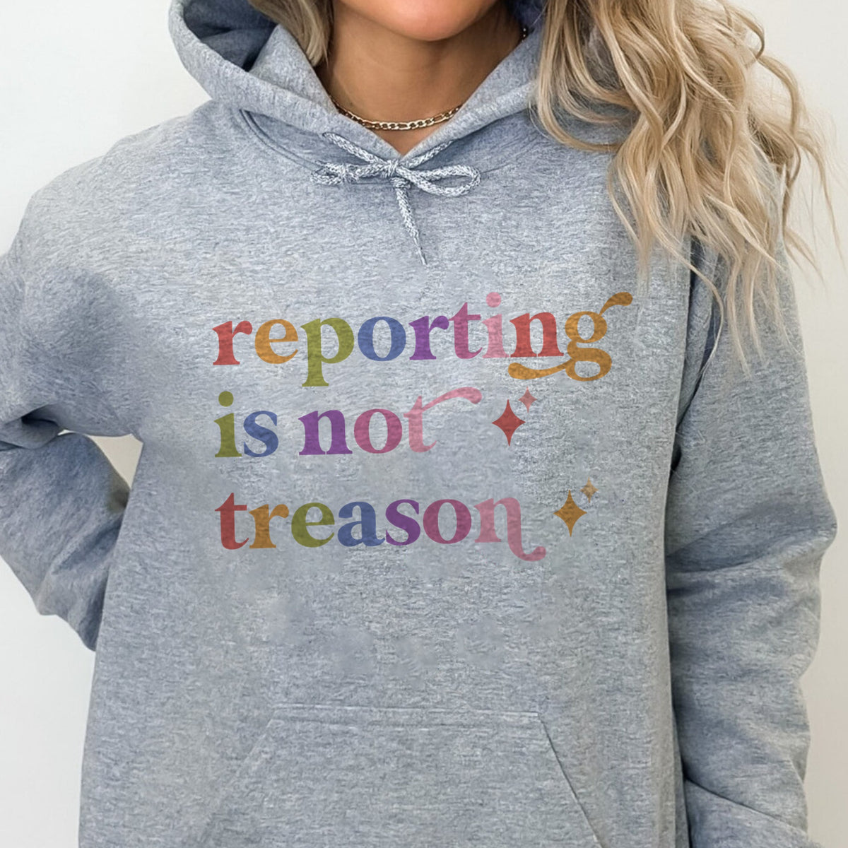 Reporting is not Treason Care & Resist Gildan hoodie in Sport Grey