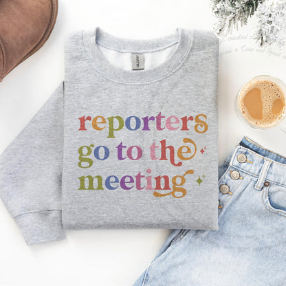 Reporters Go to the Meeting Care & Resist Gildan crewneck sweatshirt in Sport Grey