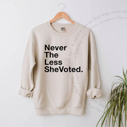 Nevertheless She Voted Care & Resist Gildan crewneck sweatshirt in Sand