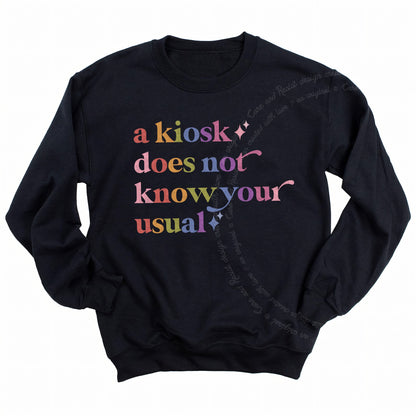 A Kiosk Does not Know Your Usual Care & Resist Gildan crewneck sweatshirt in Black