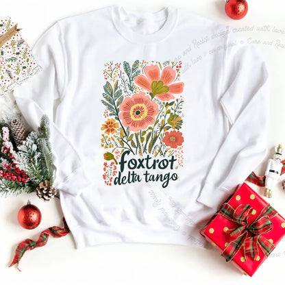 Foxtrot Delta Tango Care & Resist Gildan crewneck sweatshirt in White