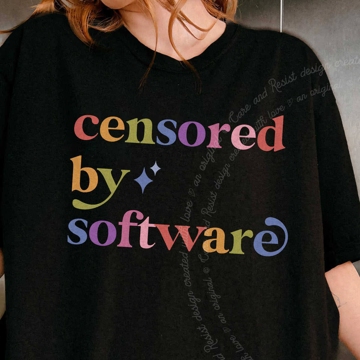 Censored By Software Care & Resist progressive t-shirt in Black