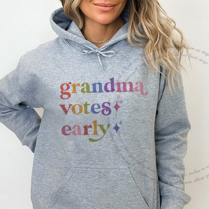 Grandma Votes Early Care & Resist Gildan hoodie in Sport Grey