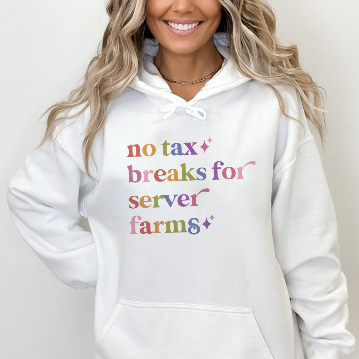 No Tax Breaks for Server Farms Care & Resist Gildan hoodie in White