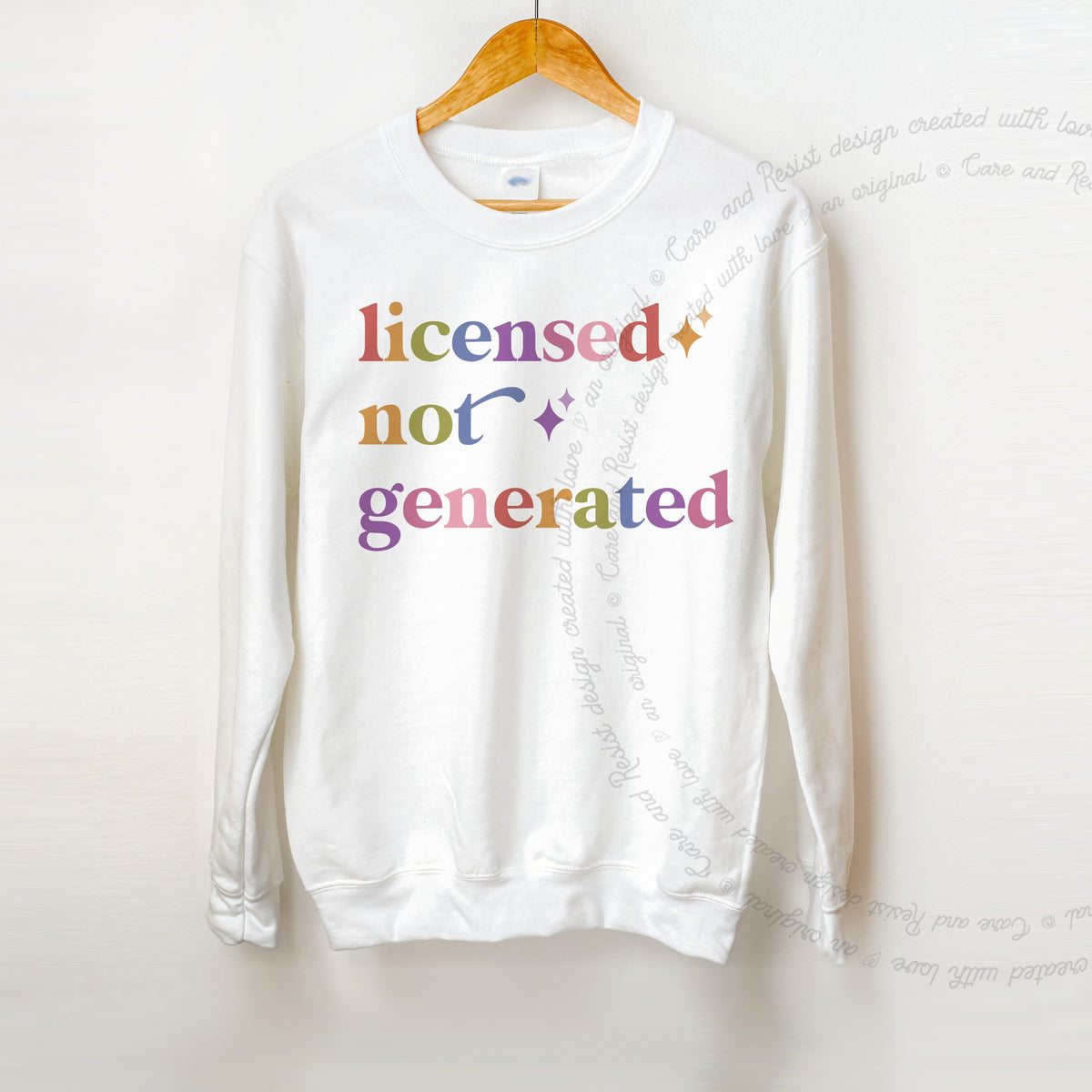 Licensed not Generated Care & Resist Gildan crewneck sweatshirt in White