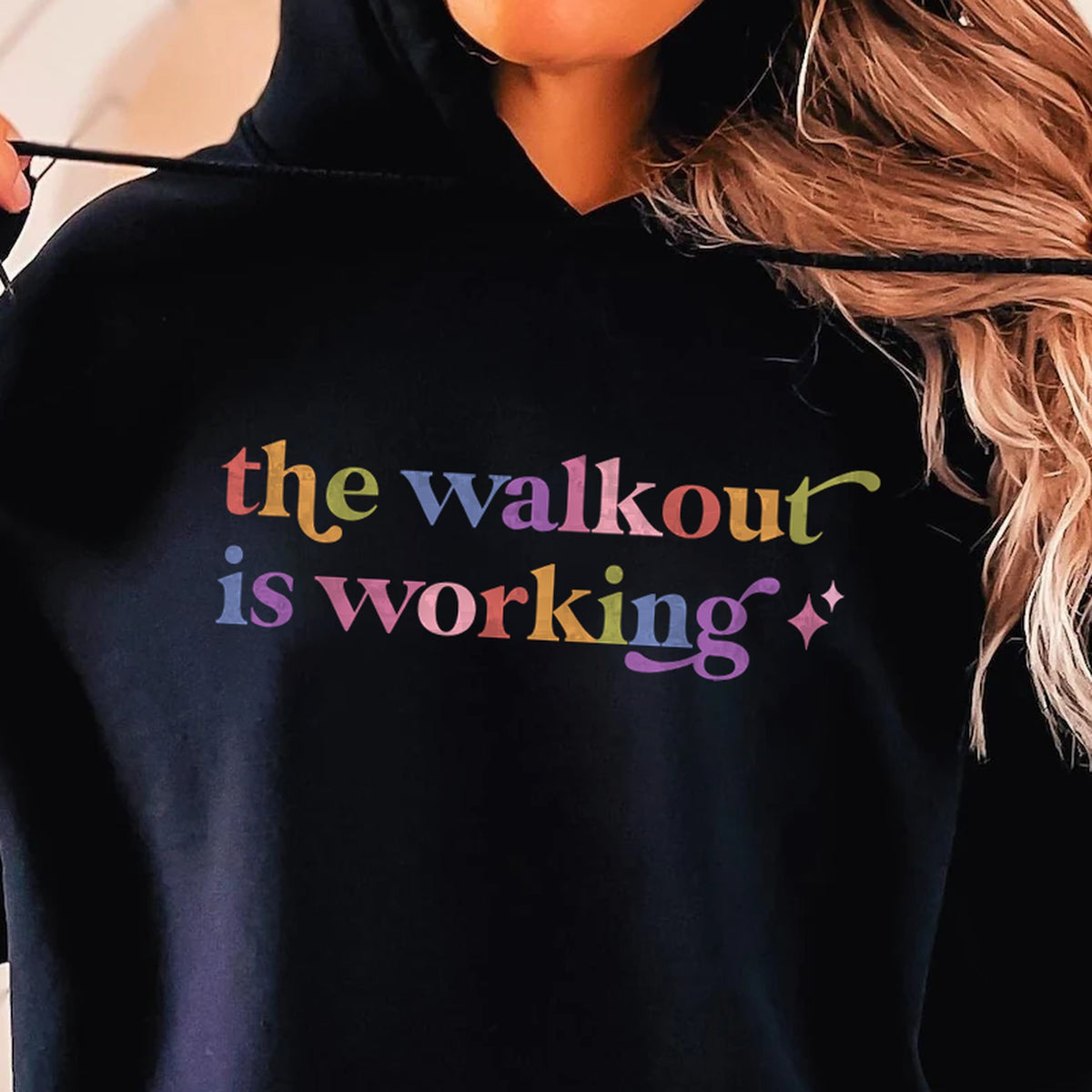 The Walkout is Working Care & Resist Gildan hoodie in Black