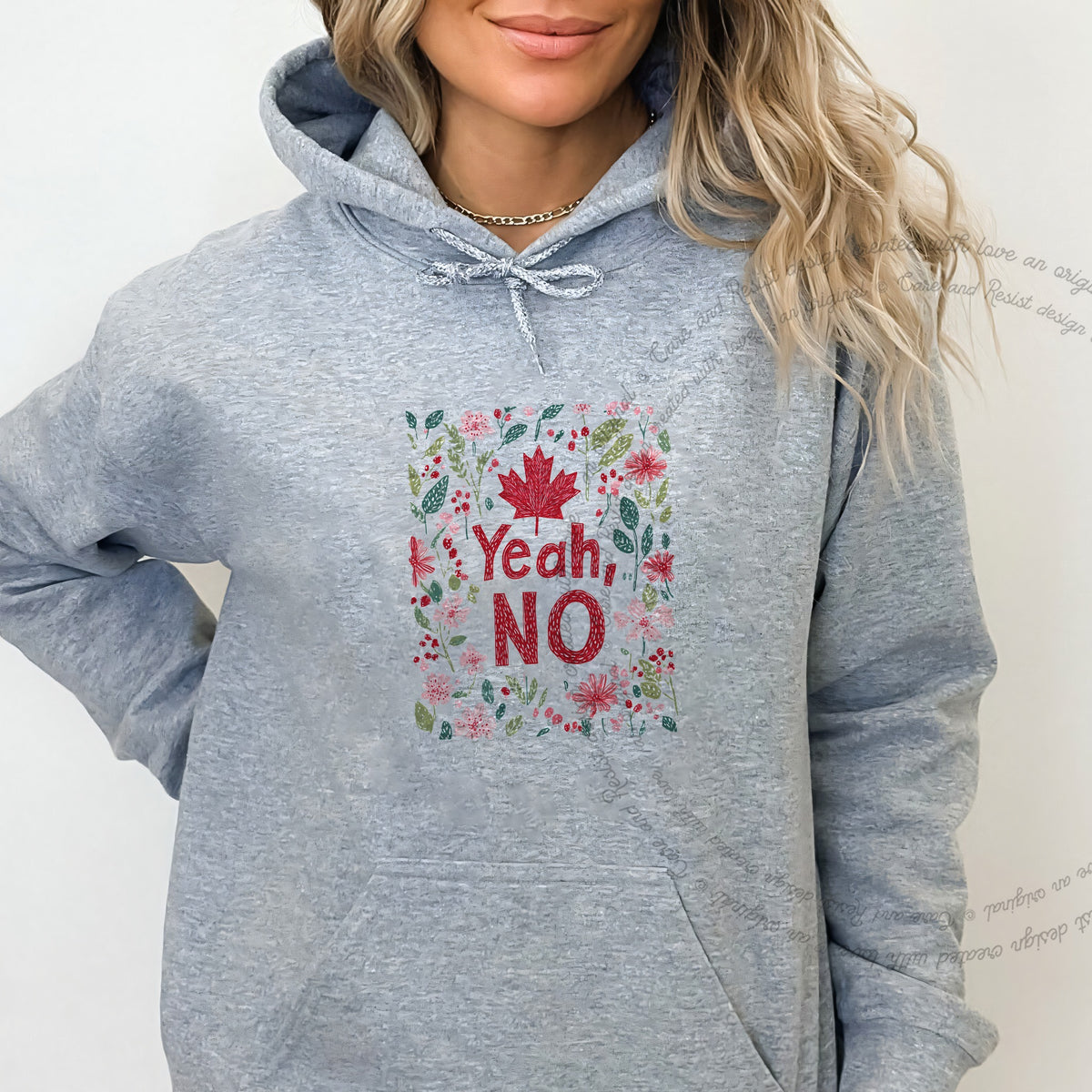 Yeah, No Care & Resist Gildan hoodie in Sport Grey