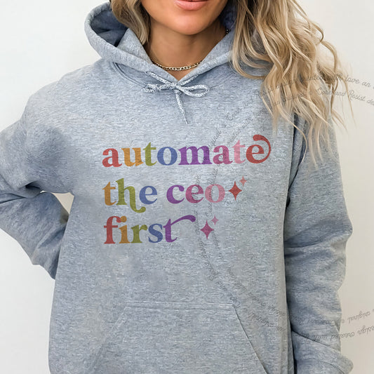 Automate the Ceo First Care & Resist Gildan hoodie in Sport Grey