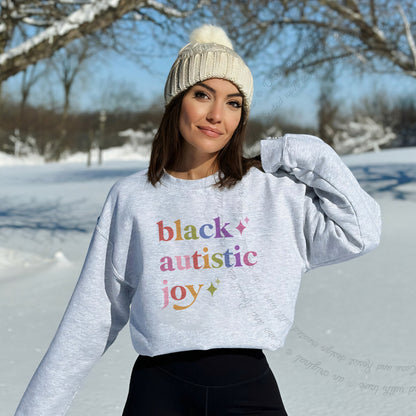 Black Autistic Joy Care & Resist Gildan crewneck sweatshirt in Sport Grey