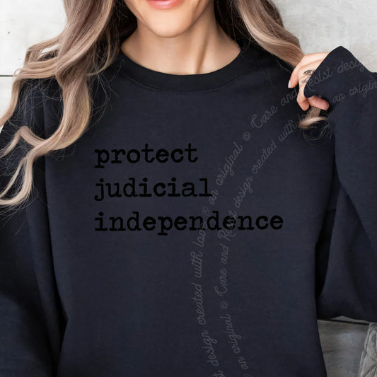 Protect Judicial Independence Care & Resist Gildan crewneck sweatshirt in Black