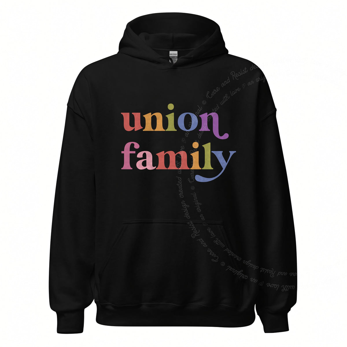 Union Family Care & Resist Gildan hoodie in Black