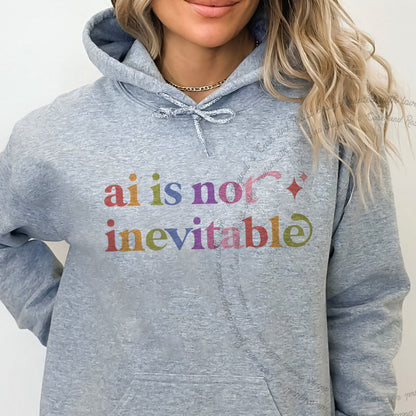 Ai is not Inevitable Care & Resist Gildan hoodie in Sport Grey